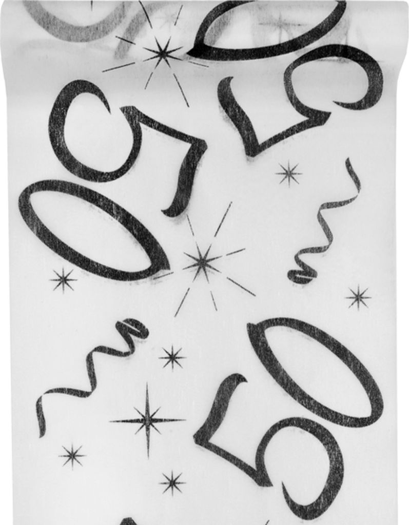 Runner da tavola per il 50° compleanno - bianco e nero Immagine del prodotto 