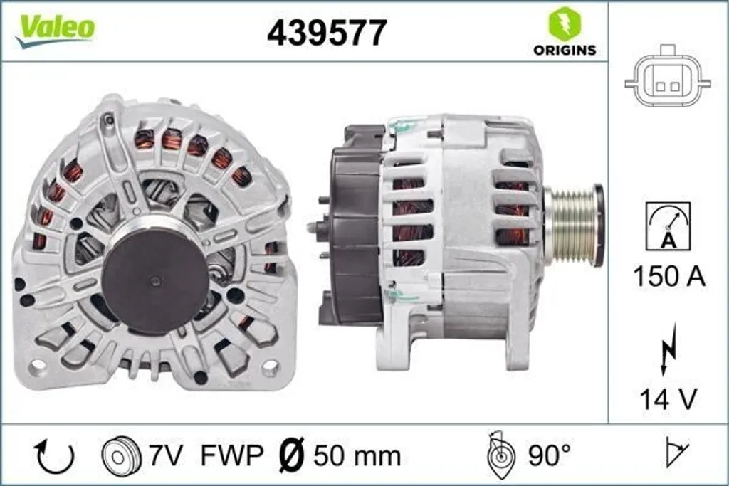 Alternateur de voiture 150 Ampères Valeo 439577 pour Renault Scenic III