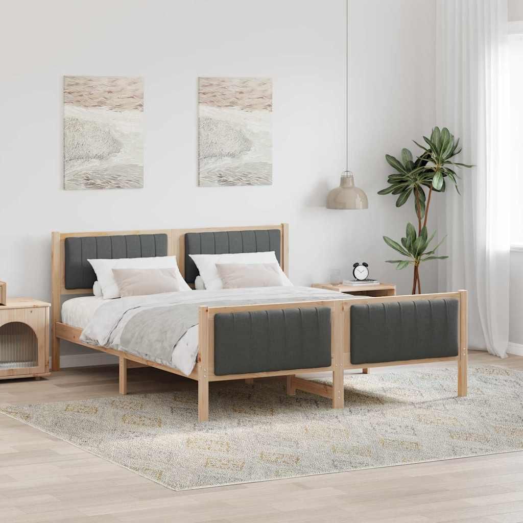 Maison Exclusive - Bettgestell Braun und Dunkelgrau 150 x 200 cm Massivholz Kiefer