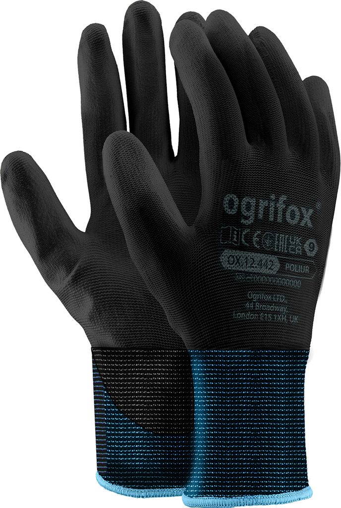 24 Paar Arbeitshandschuhe Polyester Polyethan Beschichtet Montage Schutzhandschuh schwarz Größe 9