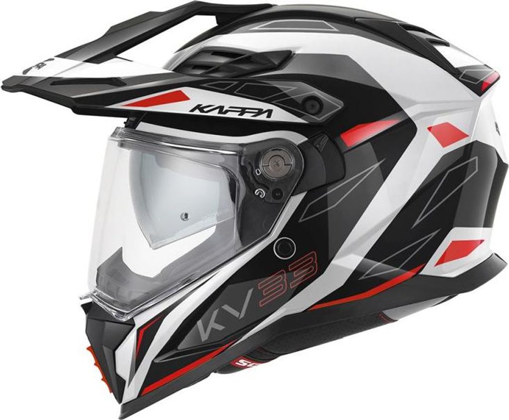 KASK KV33 Enduro Helm mit ECE 22R06 - Schwarz/Weiß/Rot - Größe 58/M