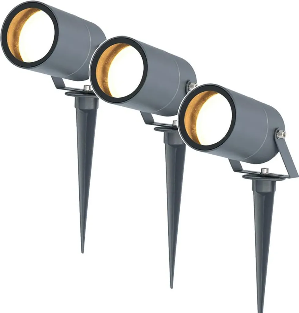 Spot de jardin à piquer LED dimmable IP65 aluminium anthracite pack de 3