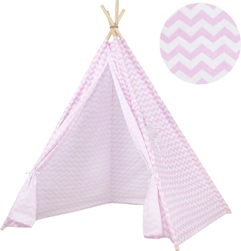 Tente de jeu tipi pour enfants wigwam en coton avec tapis de sol 10cm