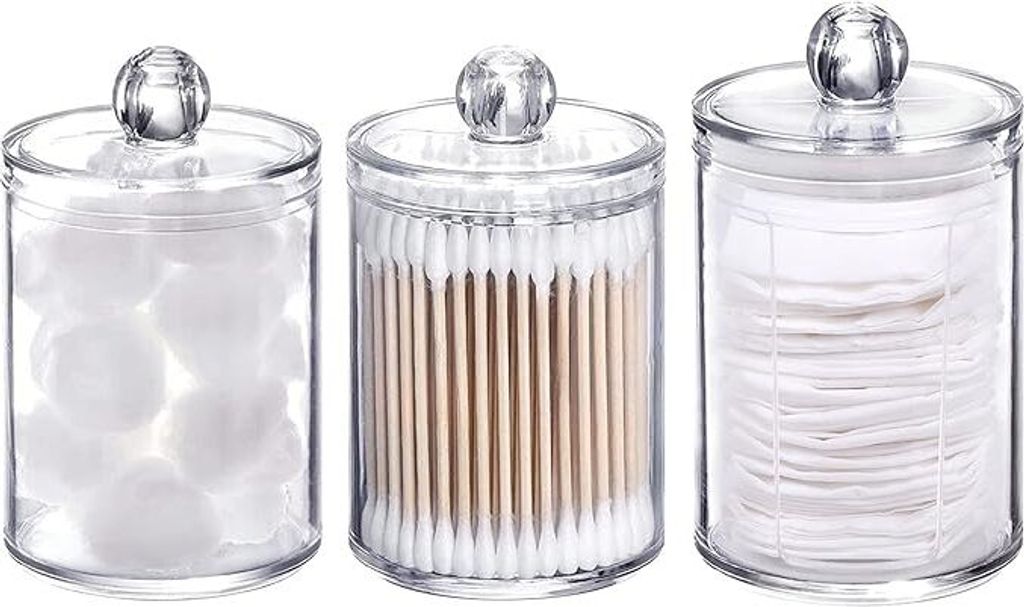 3Stk Wattepadspender Wattestäbchen Behälter Make-up-Organizer-Set Wattebällchen Wattestäbchen Behälter Wattestäbchen Halter Aufbewahrungboxen...