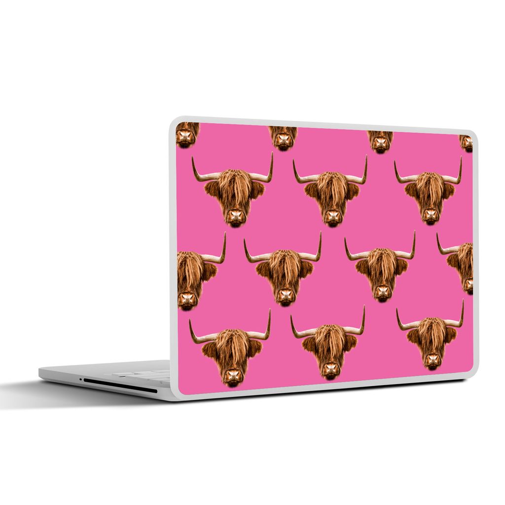 MuchoWow Laptop Aufkleber Sticker Cover Schottischer Highlander - Muster - Braun 30x21 cm - Sticker für Laptop - Selbstklebend