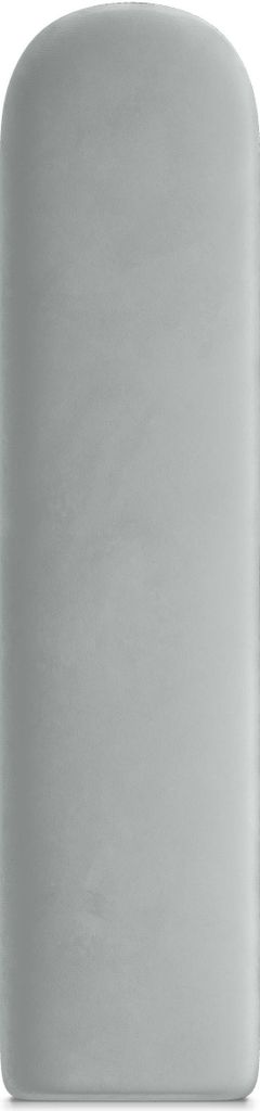 A plain, vertical oval-shaped object, likely a cushion or headboard, against a light gray background.