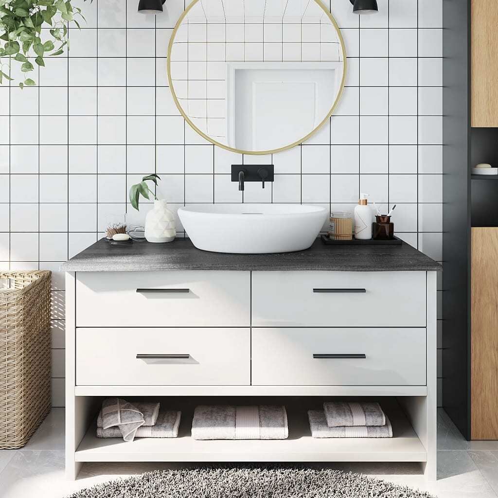 "2026 MODERNE"Waschtischplatte - modernes Design - Dunkelbraun 100x60x2cm Massivholz Behandelt DE630035 - Garten & Heimwerken
