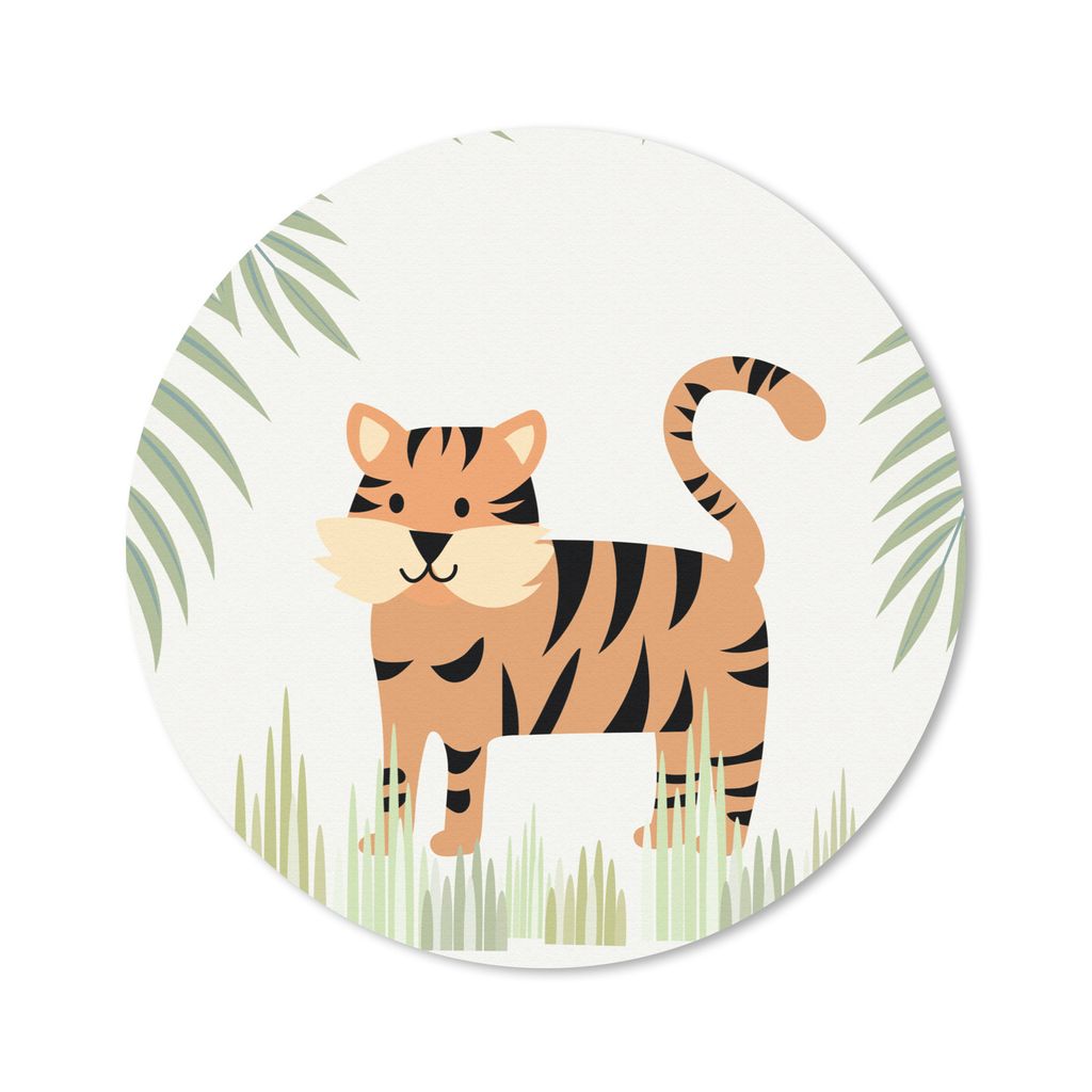MuchoWow Mauspad Mousepad Illustration eines Tigers im Dschungel 20x20 cm - Mousepads - Maus Mat - Pad - Mausunterlage - Schreibtischmatte
