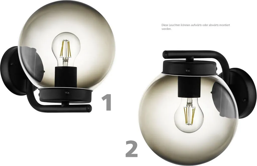 Applique extérieure étanche IP44 Eglo TAVERNA noir avec diffuseur E27 - 8