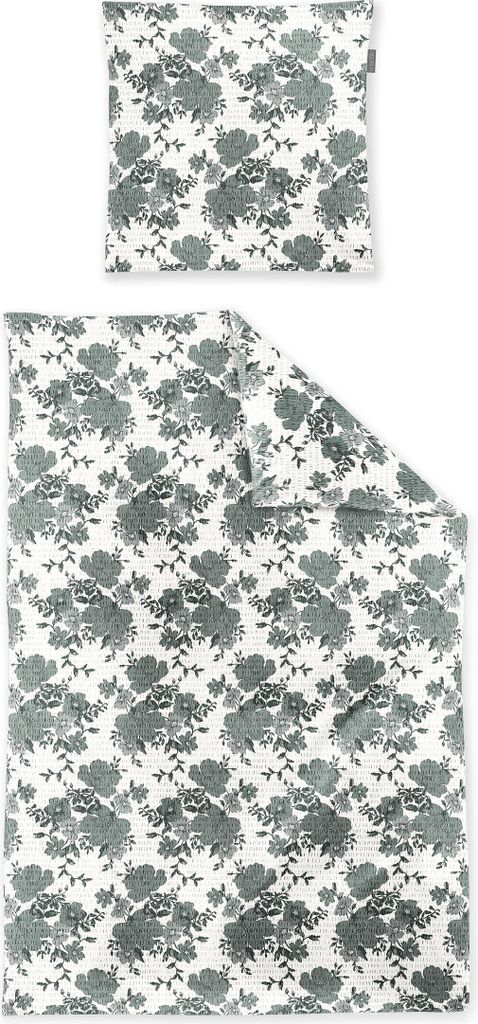 Irisette Seersucker Bettwäsche-Garnitur Easy-HK 8618 Farbe salbei Größe 135x200+80x80