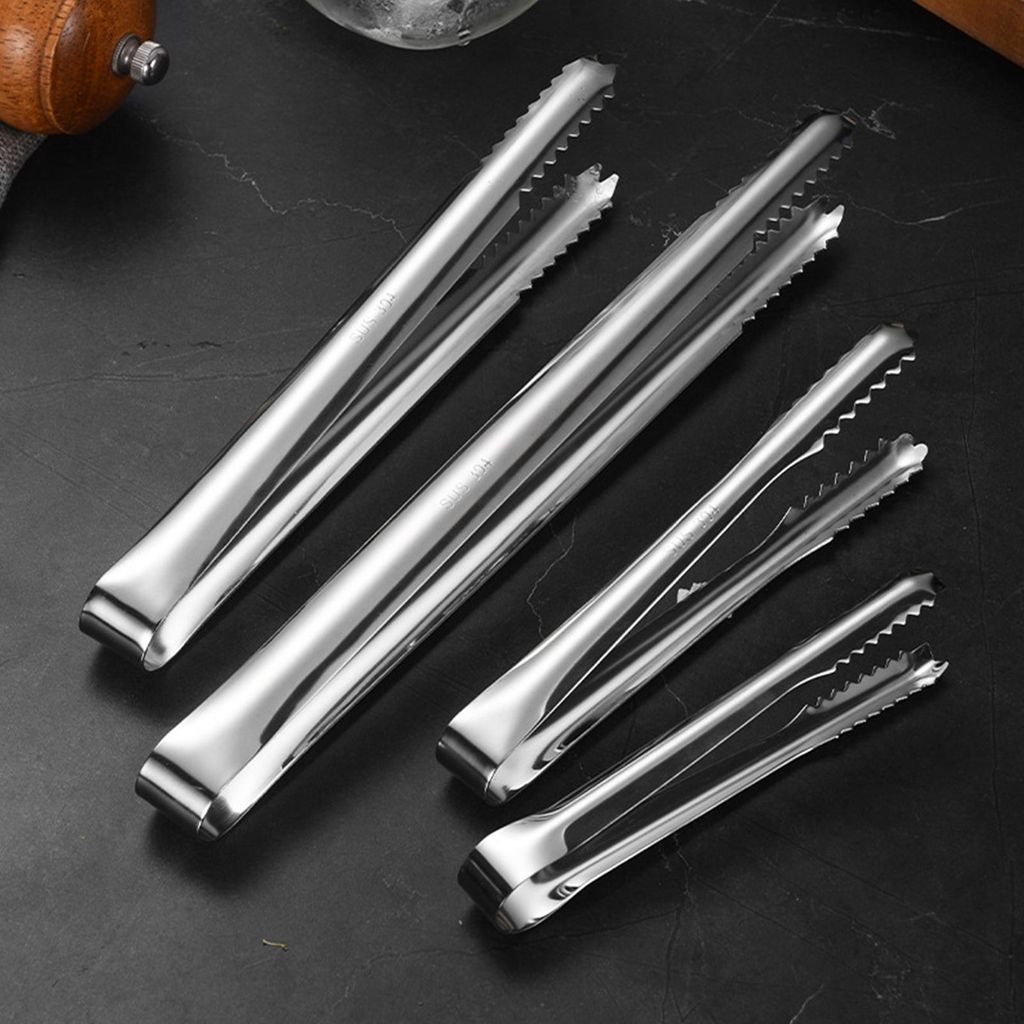 Eiszange aus Edelstahl mit gezahntem Griff, robuste Lebensmittelclips für Bars und Restaurants, rostfreies Küchenutensil für Eiswürfel, Zucker ...