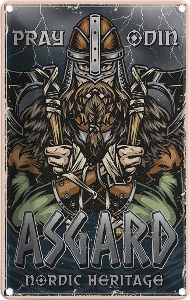 vianmo Blechschild 18x12 cm Wkinger Asgard nordic Heritage Dekoration