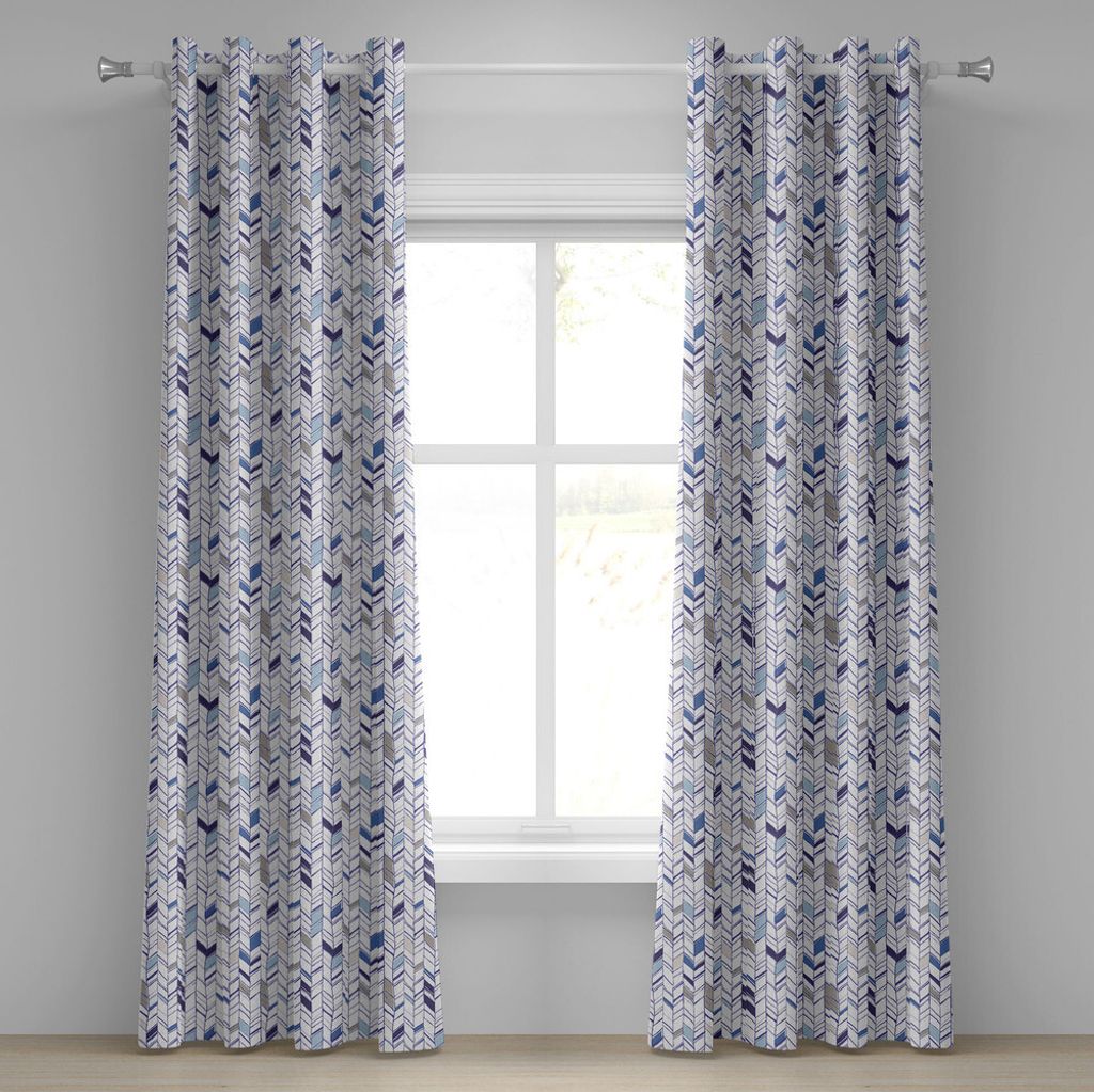 ABAKUHAUS Winkel Ösenvorhang, Tribal Zickzack Linien Muster in verschiedenen Farben Geometrische Boho Sketch, Dekorative 2-Panel-Fenstervorhänge,...