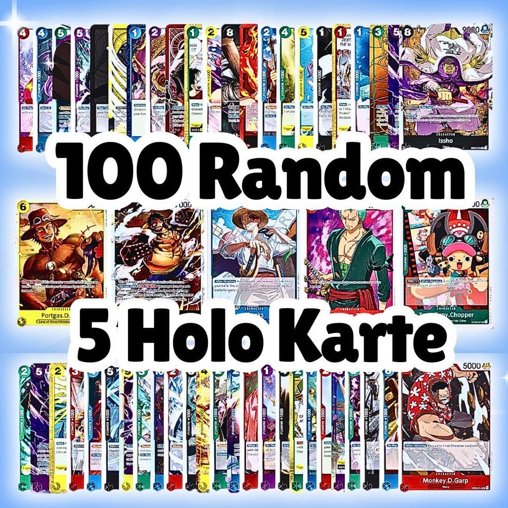 100 One Piece Sammelkarten + 5 Holographische Karten | Produktbild 