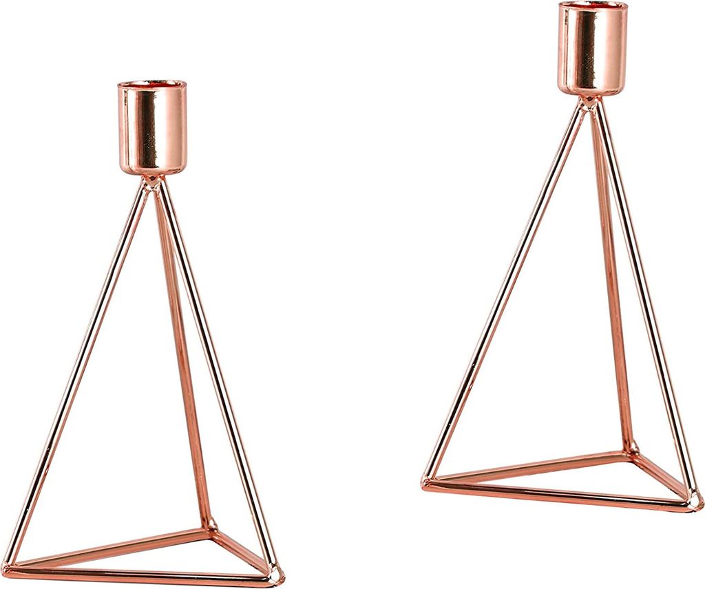 ECHTWERK 2-teiliges Teelicht-/ Kerzenhalter Set "Modern Small", Kupfer-Edition, 9,5 x 9,5 x 16,5 cm