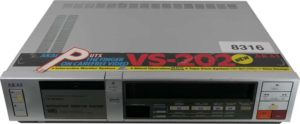 Lecteur VHS Akai VS-202 avec système 6 têtes pour une image stable