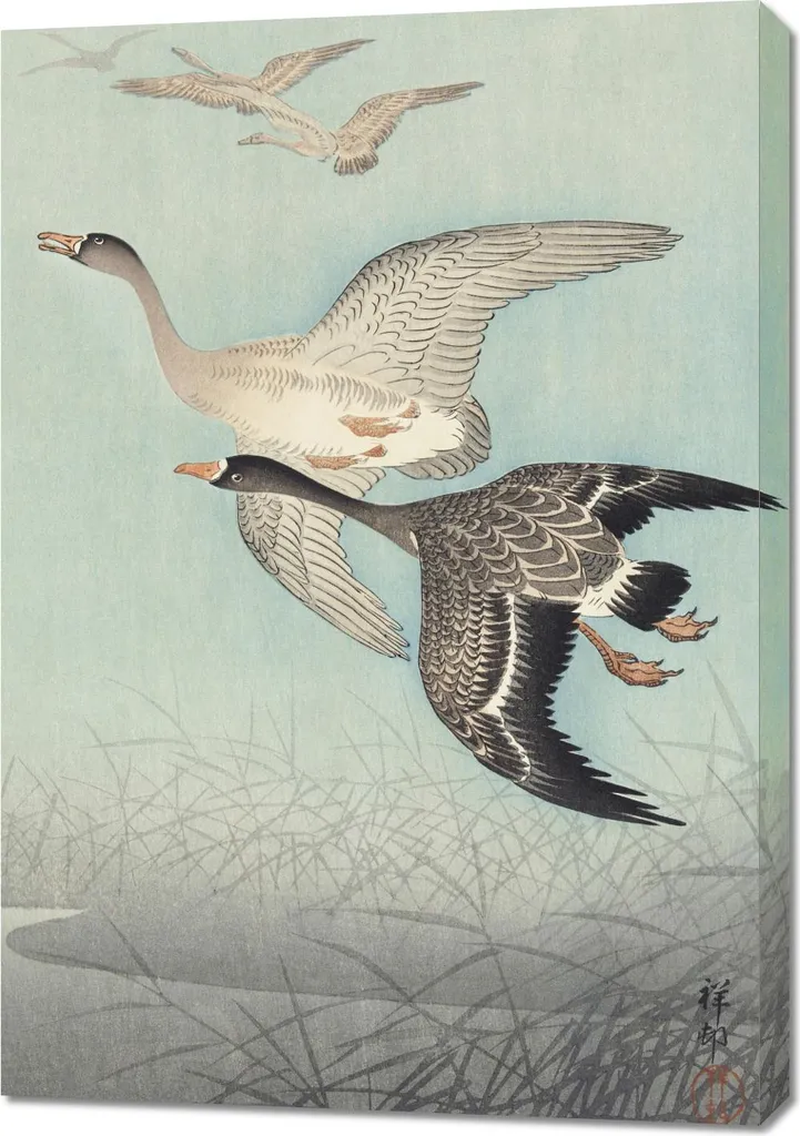 Tableau Japonais 70x100 cm Great Geese : Habillez vos Grands Murs Nus