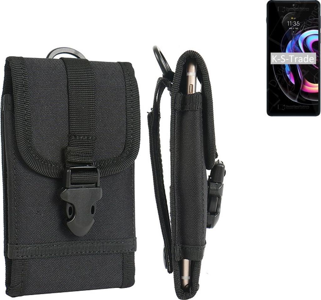 K-S-Trade Holster Handy Hülle kompatibel mit Motorola Edge 20 Pro Holster Handytasche Gürtel Tasche Schutz Hülle Robust Outdoor schwarz