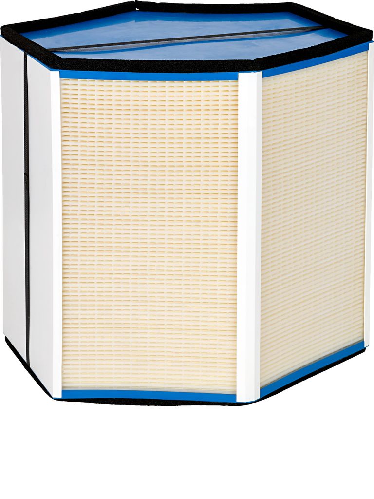 A hexagonal air filter for an air purifier.