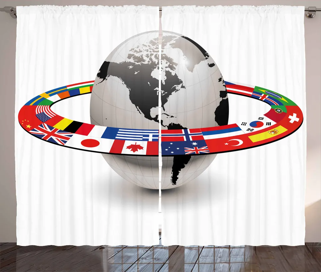 ABAKUHAUS Welt Rideau Rustique Orbit Drapeaux 280x225cm Multicolore