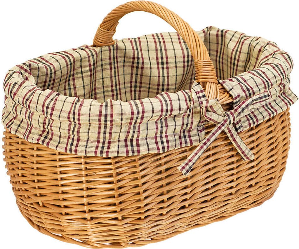 Einkaufskorb "BAGI" mit braun karierter und abnehmbarer Stoffeinlage