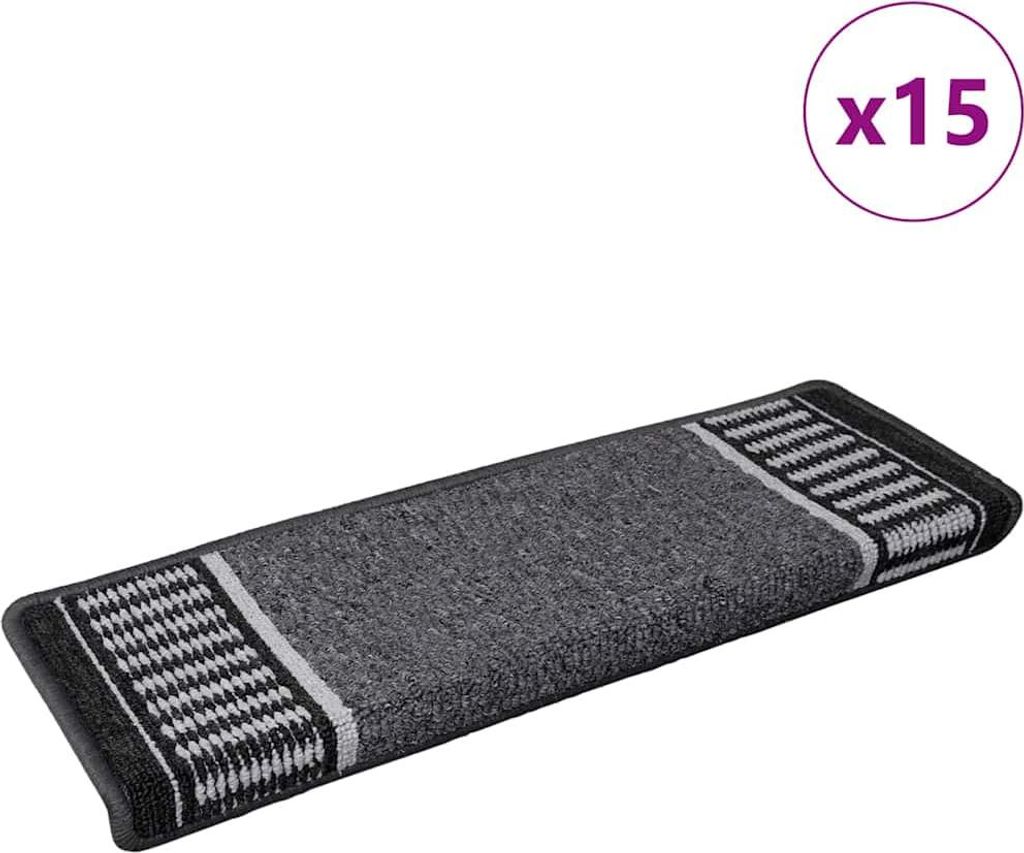 Cloris Designermöbel Selbstklebende Treppenschoner 15 pcs - Montage erforderlich - Anthrazit 65 x 21 x 4cm - 2026Neu389784 - Stufenmatten