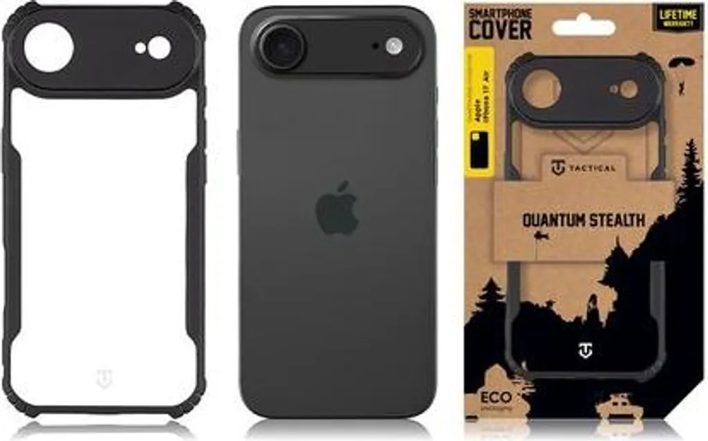 Cover Elegante iPhone Air - Tactical Quantum Stealth Trasparente/Nero