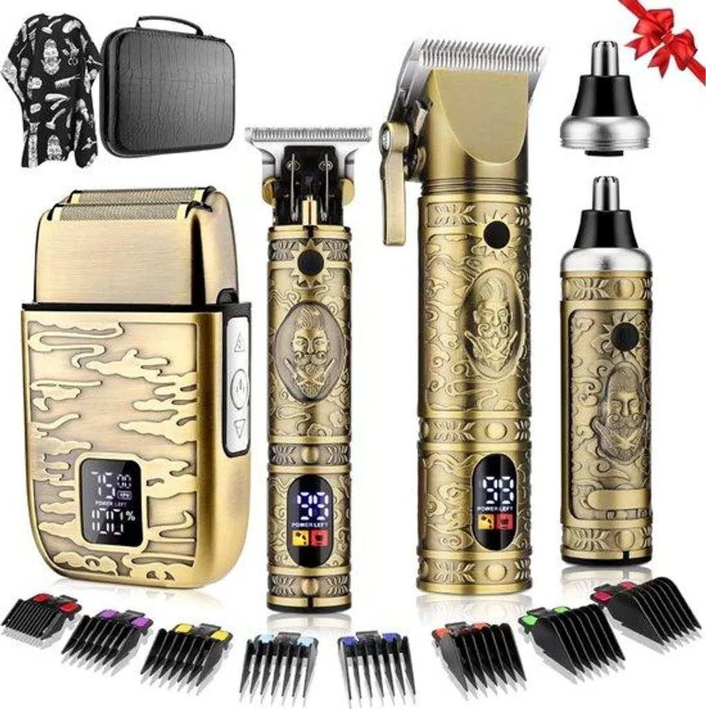Kit de rasage homme avec tondeuse barbe et nez, écran LCD Pro Noir