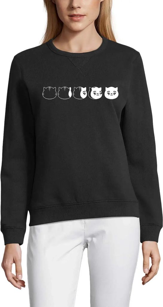 Damen Grafik Sweatshirt mit Aufdruck Swea Katzenkopf - niedrige Katzenpfoten – Swea Cat Head - Low Cat Paws – Öko-Verantwortlich Vintage Jahrgang