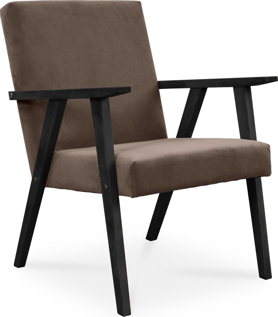 BETTSO Sessel Gepolsterter Cocktailsessel LISEK Braun Beine in Schwarz