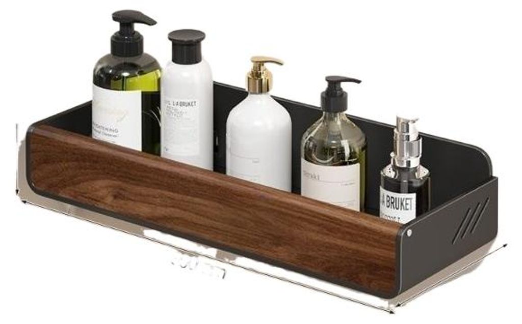 Badezimmer Wandregal aus Walnussholz – Ablage ohne Bohren für Bad, Wandregal für Pflegeprodukte,30cm