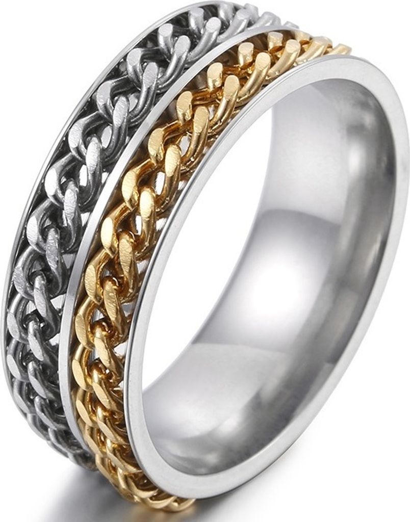 Eleganter Walker Ring aus Edelstahl - Silber & Gold - 67 mm KP17049