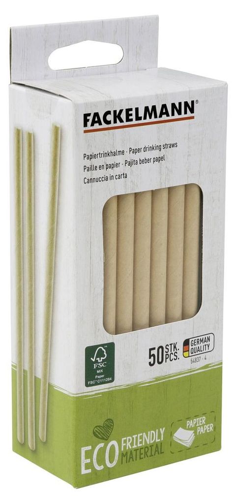 Boite de 50 pailles en papier rigide brun 15 cm Fackelmann Image du produit 