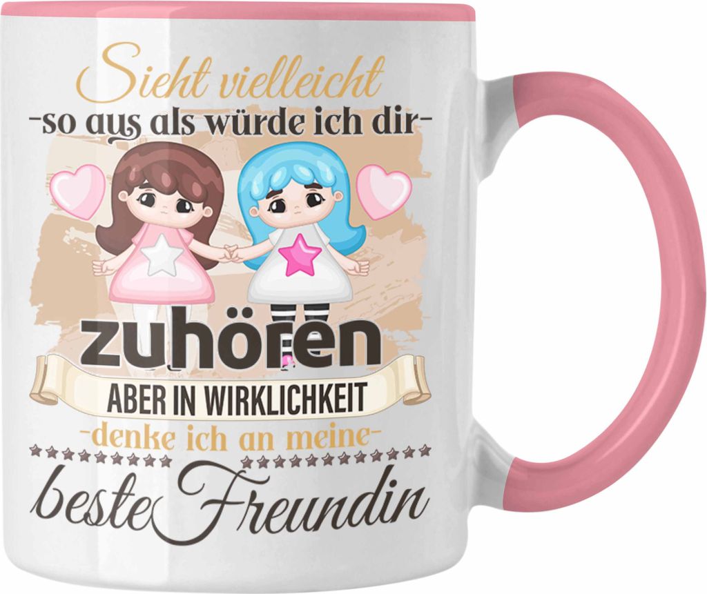Trendation - Beste Freundin Geschenk Tasse BFF Liebhaber Geschenkidee Lustiger Spruch (Rosa)