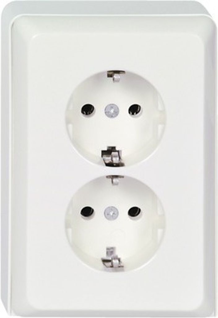 Presa di corrente con porta-dispositivo 2-gang Elso bianco Immagine del prodotto 