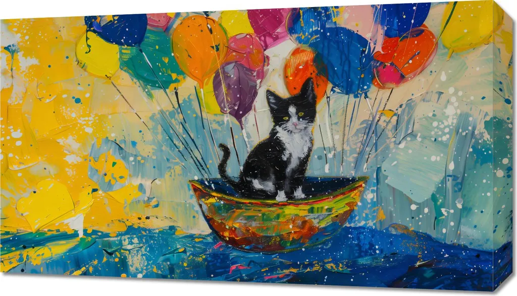 Quadro Panoramico Gatto sulla Barca 70x40 - Atmosfera Marina