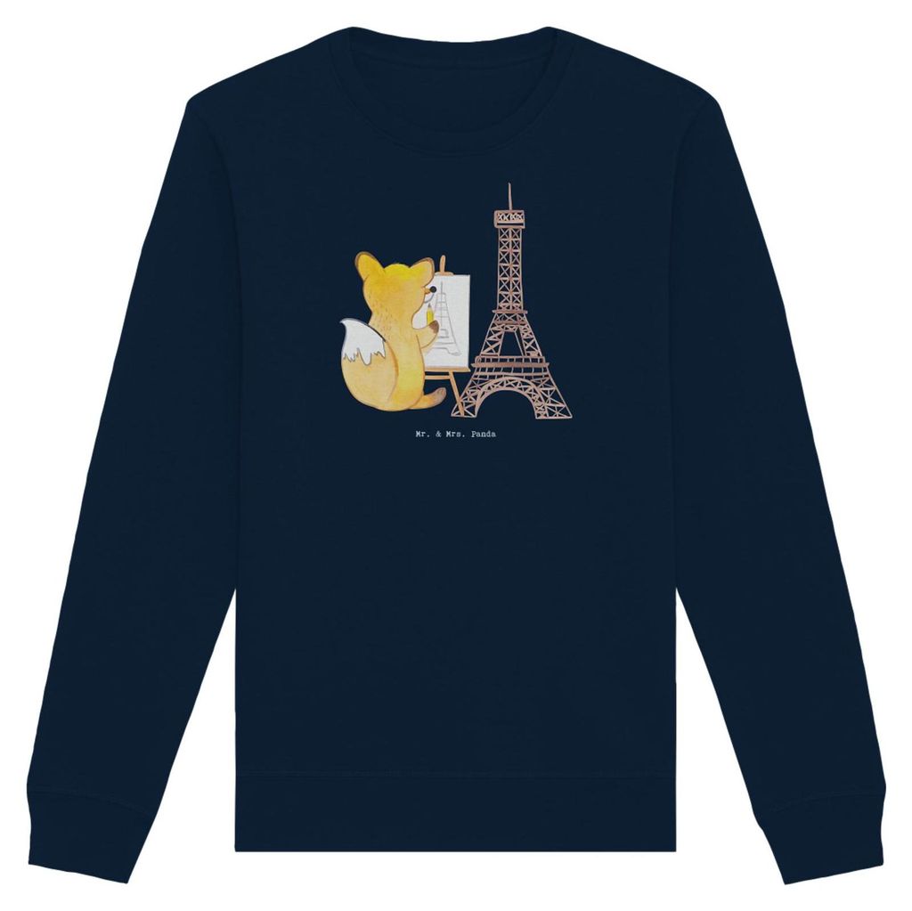 Mr. & Mrs. Panda Baumwoll Sweatshirt Fuchs Urban sketching Größe L - French Navy - Geschenk, Künstler, Malen, Sweater, Pullover, Pulli, Rundhals...