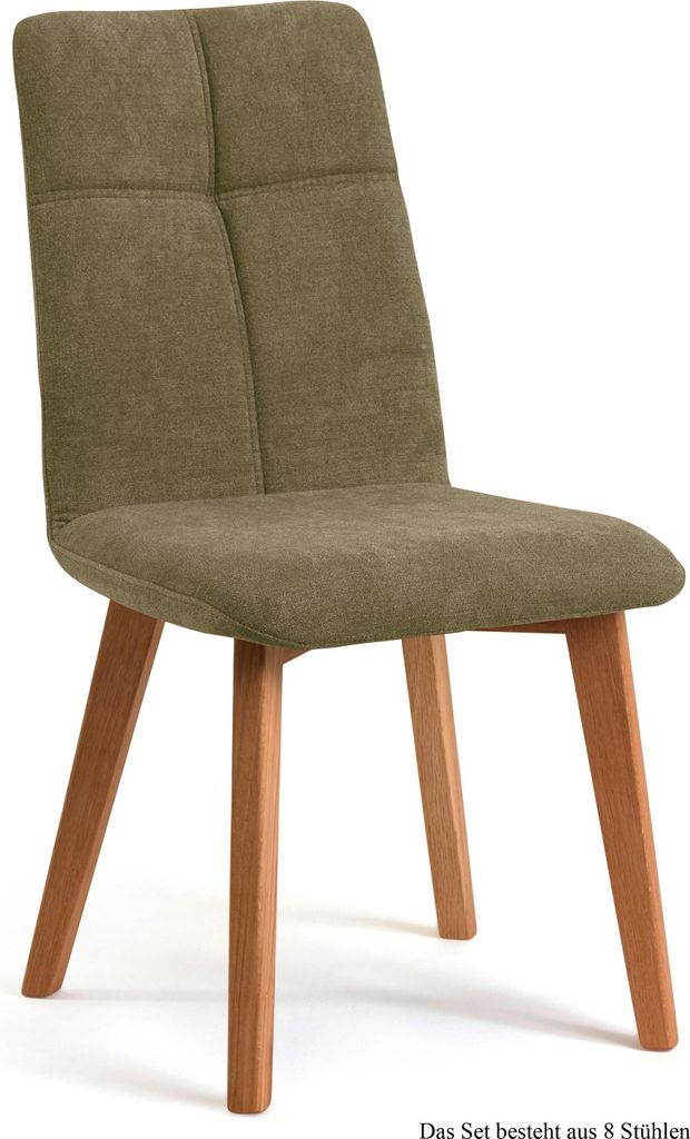 Esszimmerstuhl (8er-Set) Dillian 47x92x60 Eiche geölt/Olivgrün