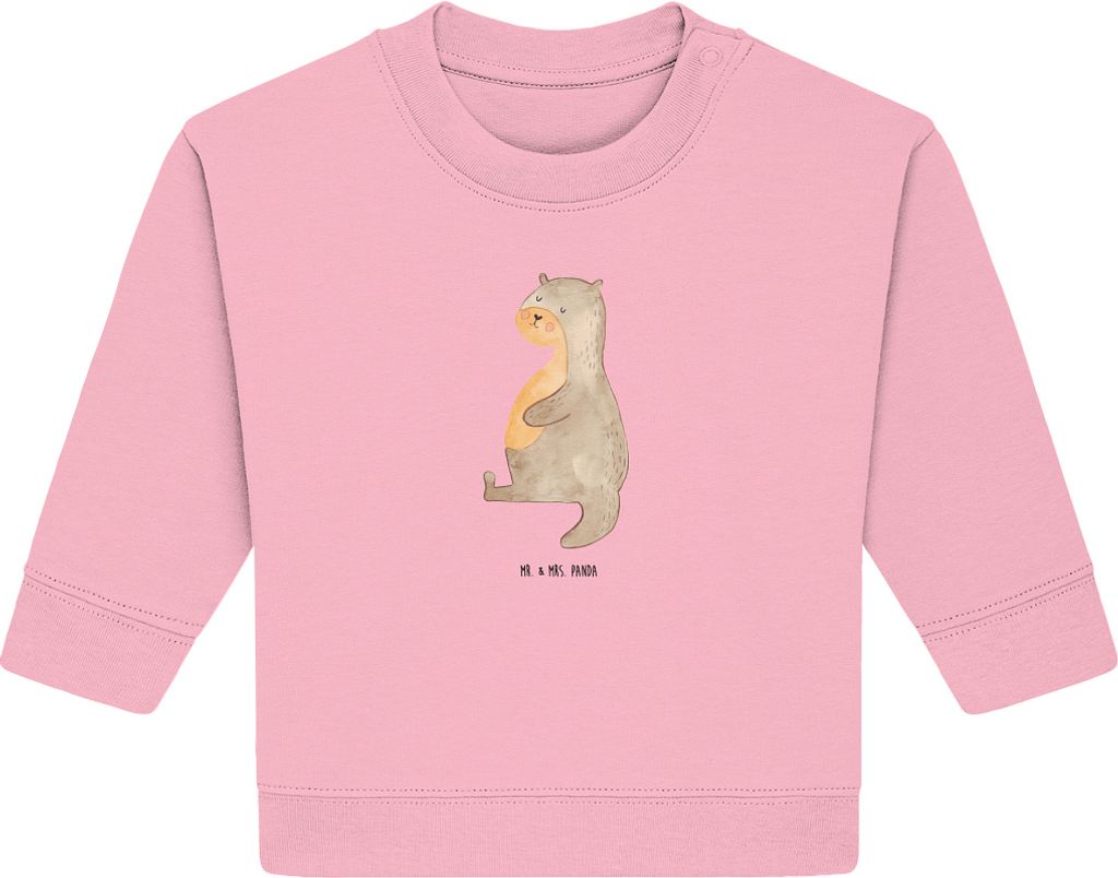Mr. & Mrs. Panda Organic Baby Pullover Otter Bauch 6. - 12. Monat - Baumwolle Pink - Geschenk, dick, Zufrieden, voll Gefuttert, Sportmuffel, Seeott...