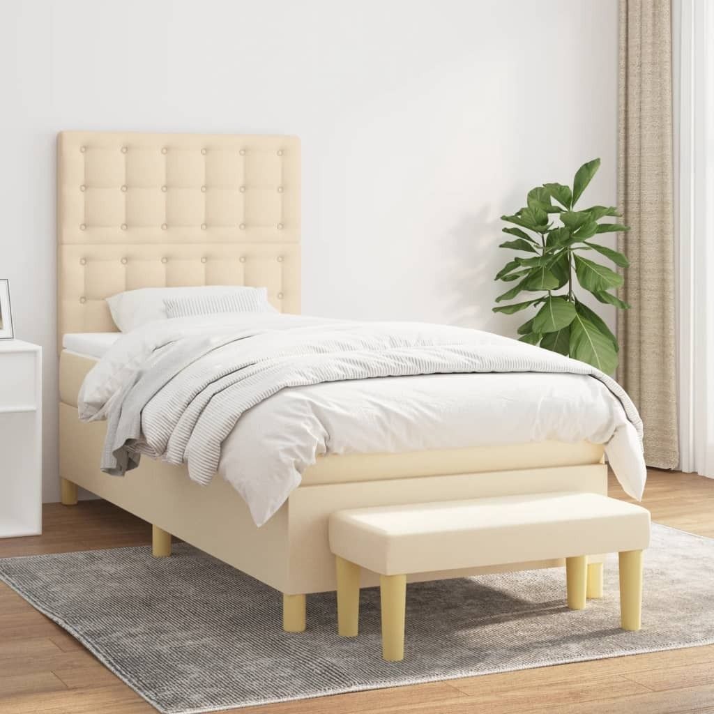 Maison Exclusive - Boxspringbett mit Matratze Creme 90x190 cm Stoff