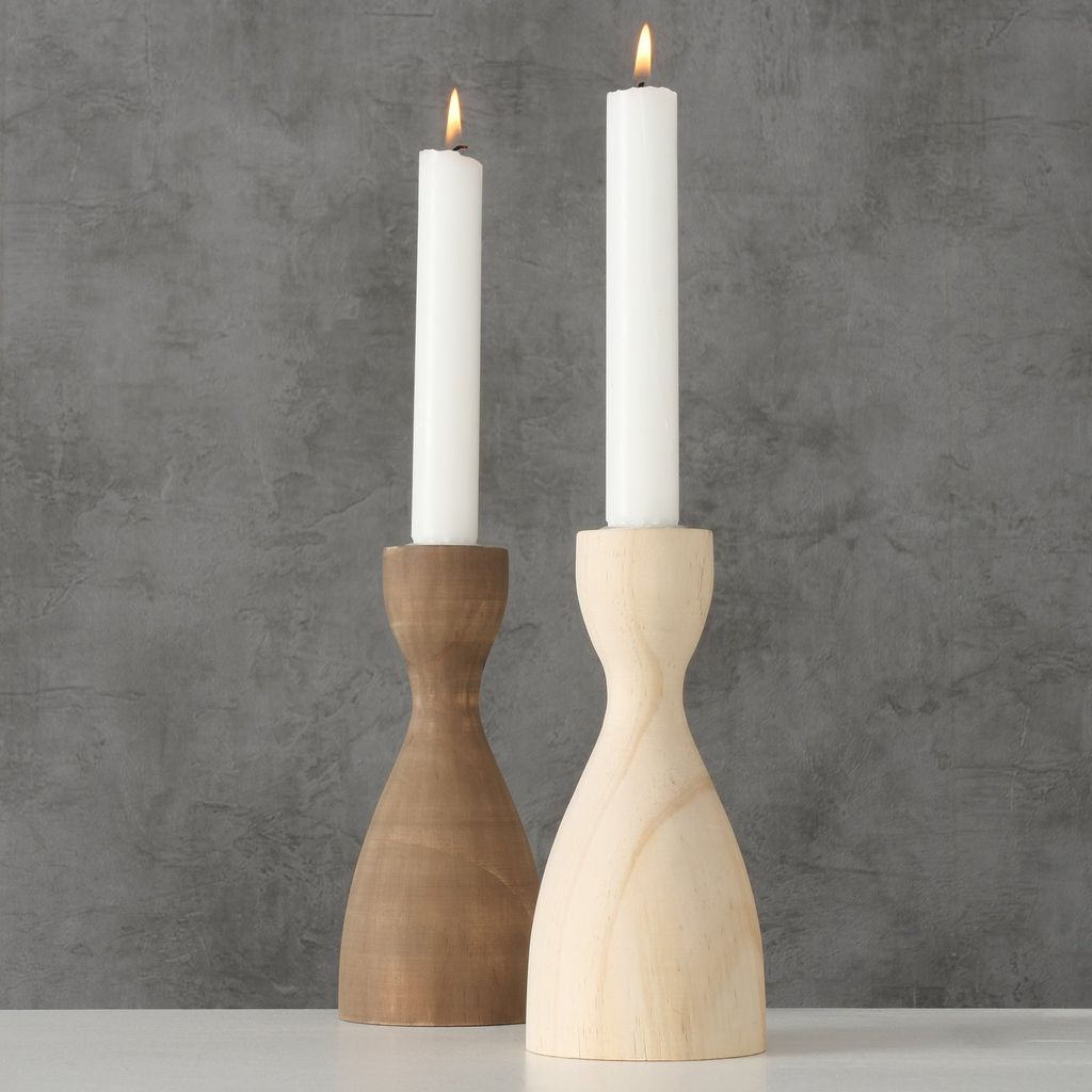 Boltze home kandelaar hout h17cm naturel bruin