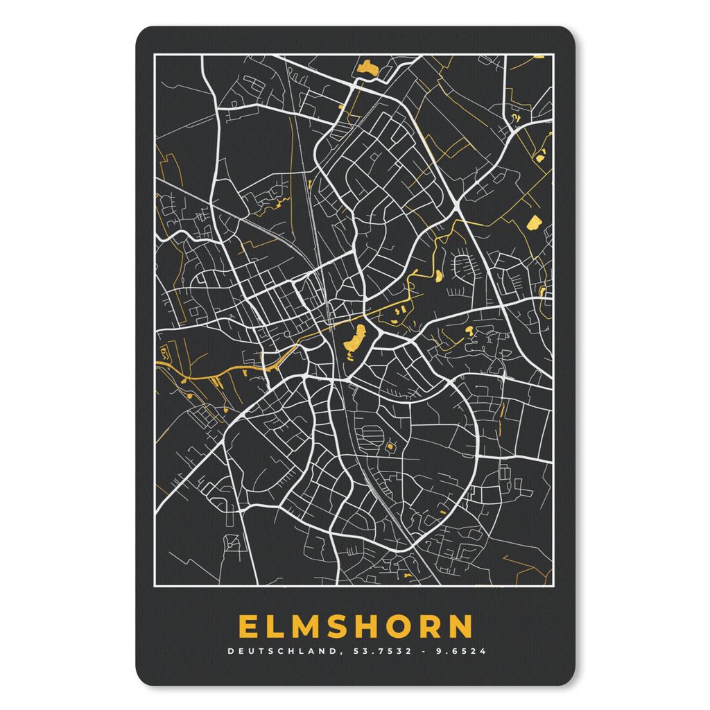 MuchoWow Mauspad Mousepad Deutschland - Schwarz und Gold - Elmshorn - Stadtplan - Karte 18x27 cm - Mousepads - Maus Mat - Pad - Mausunterlage