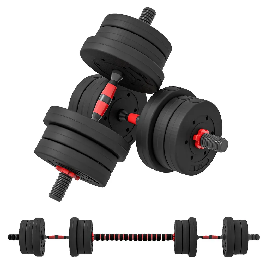 Kit d'haltères de fitness avec poids ajustables et grip antidérapant noir