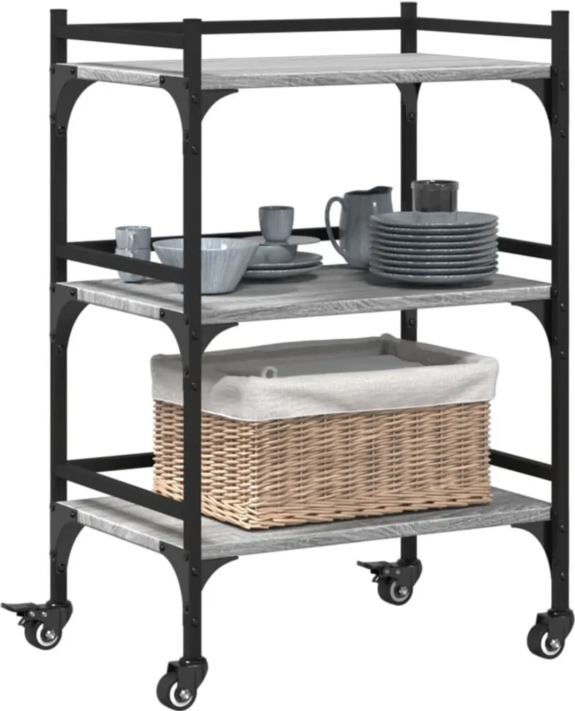 Carrello Portavivande Grigio Sonoma 50x35x75,5 cm | Organizer Casa - 6