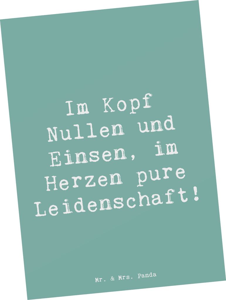 Mr. & Mrs. Panda Postkarte Spruch Programmierer Herz - Meeresbrise - Geschenk, Programmiersprachen, Grußkarte, Fotokarte, einzelkarte, Nullen und ...