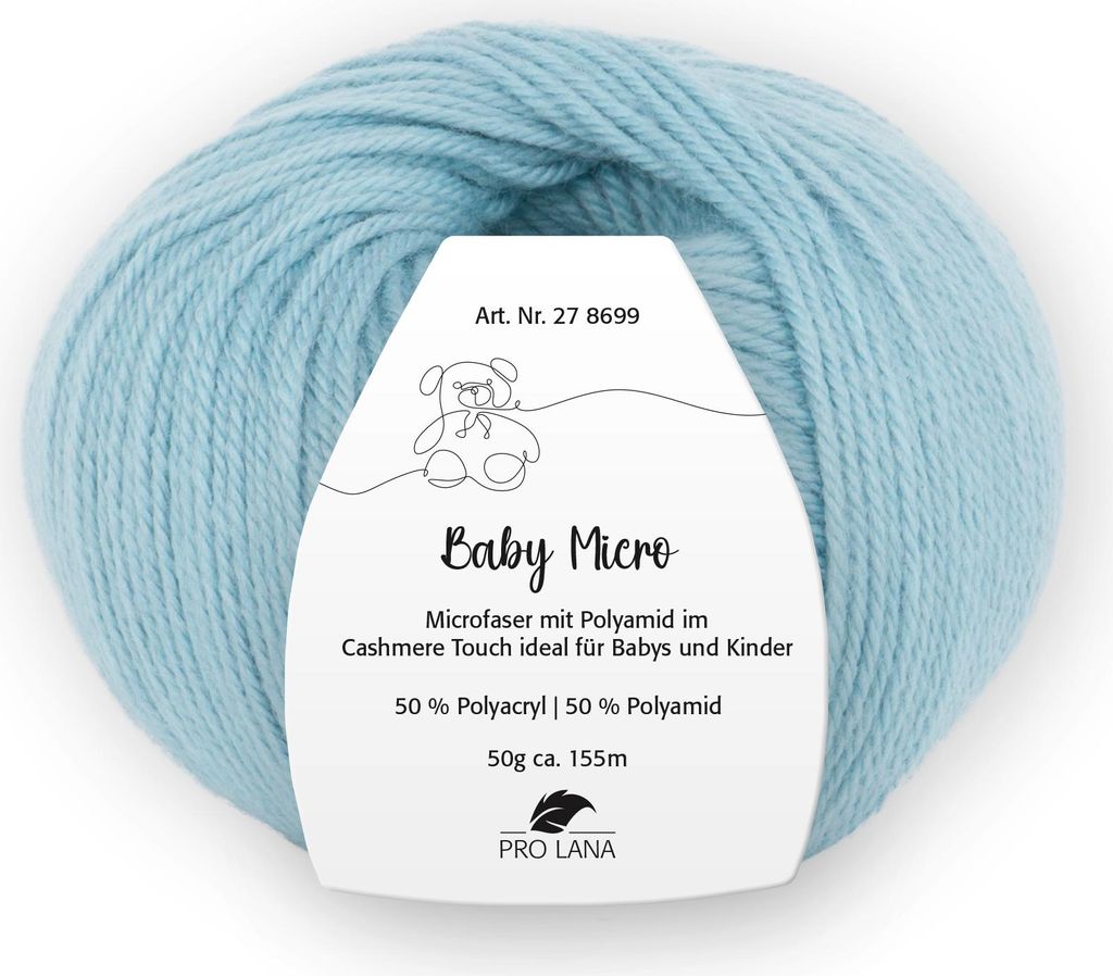 Pro Lana Baby Micro Garn super weich – 50% Polyacryl & 50% Polyamid, , ideal für Babydecken & Babykleidung 59 wolke