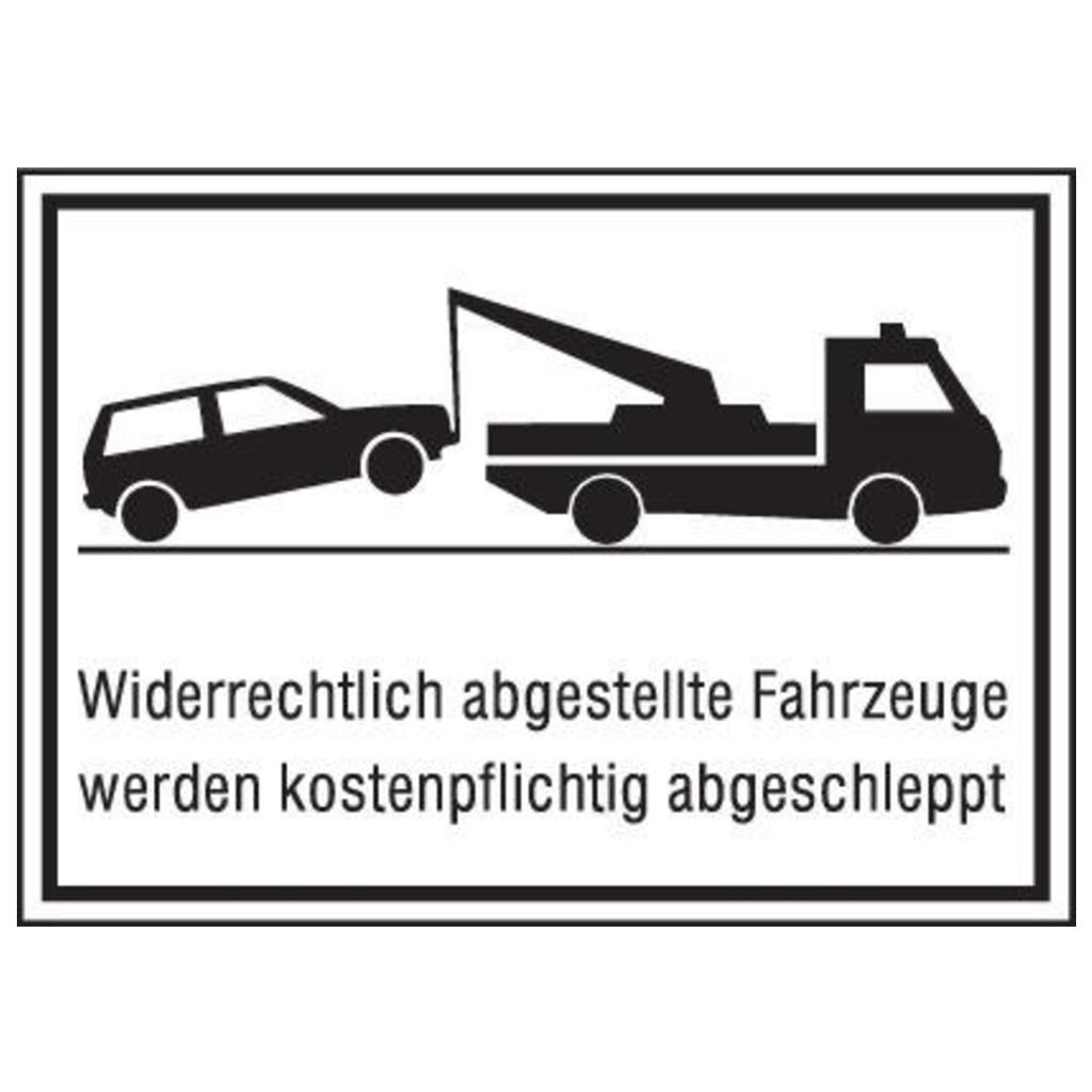SafetyMarking Parkverbotsschild Alu B400xH250 mm Unberechtigt abgestellte Fahrzeuge w. abgeschleppt