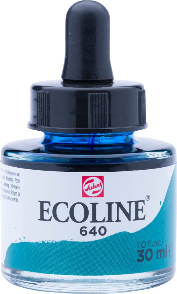 Ecoline Flüssige Wasserfarbe Flasche 30 ml Blaugrün 640
