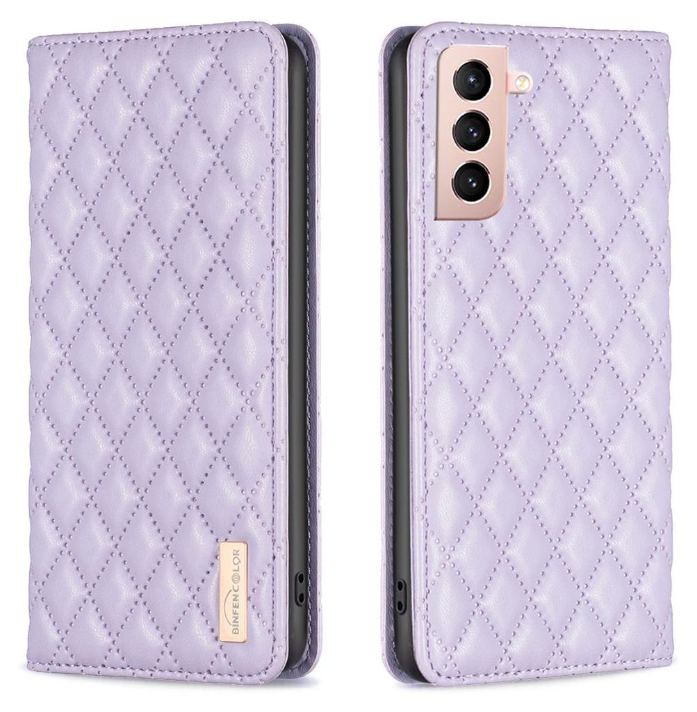Galaxy S21 5G Hülle, Elegant Bookstyle Flip Leder Kartenfächer Schutzhülle mit Ständer für Samsung Galaxy S21 5G Lila