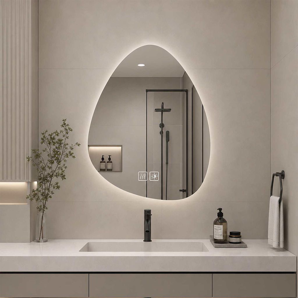 Zimilo LED-spiegel voor de badkamer, asymmetrisch, 40x60 Productafbeelding 
